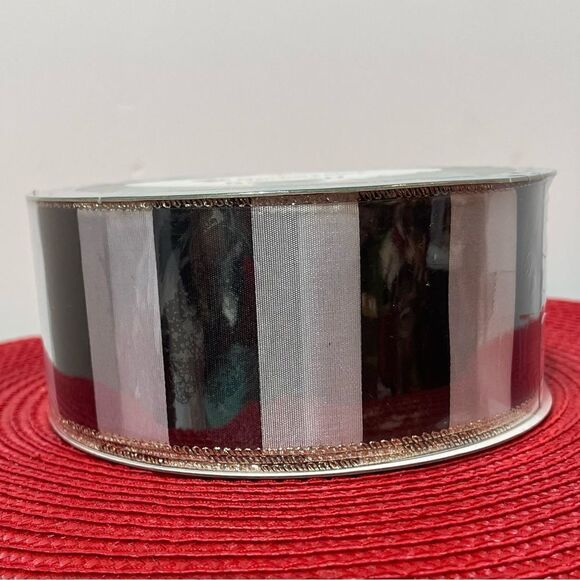 Members Mark Wired Ribbon Black and White Stripe 50 yards NWT - Picture 1 of 4